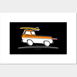 1961 Ford Econoline Pickup Truck with Surfboard Posters and Art